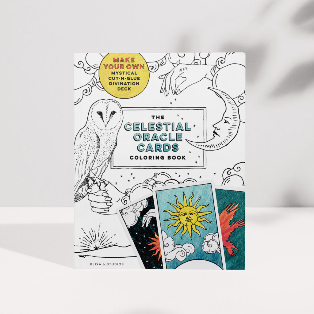 Create your personal deck of Celestial Oracle Cards with 24 color-cut-and-glue cards packed with insight.